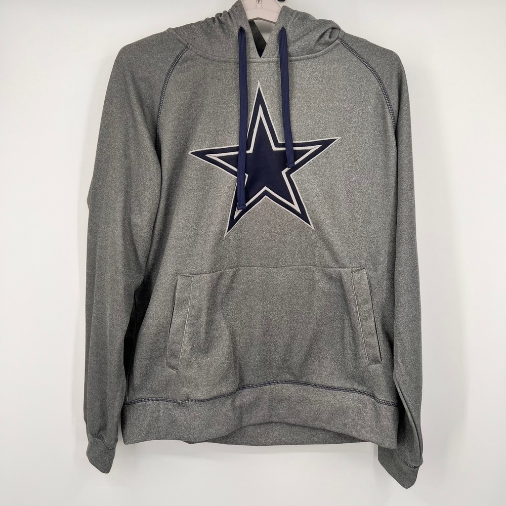 Dallas Cowboys Authentic Performance Hoodie Gray Navy Star Logo Mens XL NFL